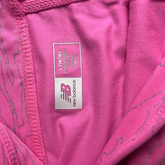 New Balance Girls Printed Performance High Rise Leggings Large 14/16 Black PinK - Picture 10 of 16